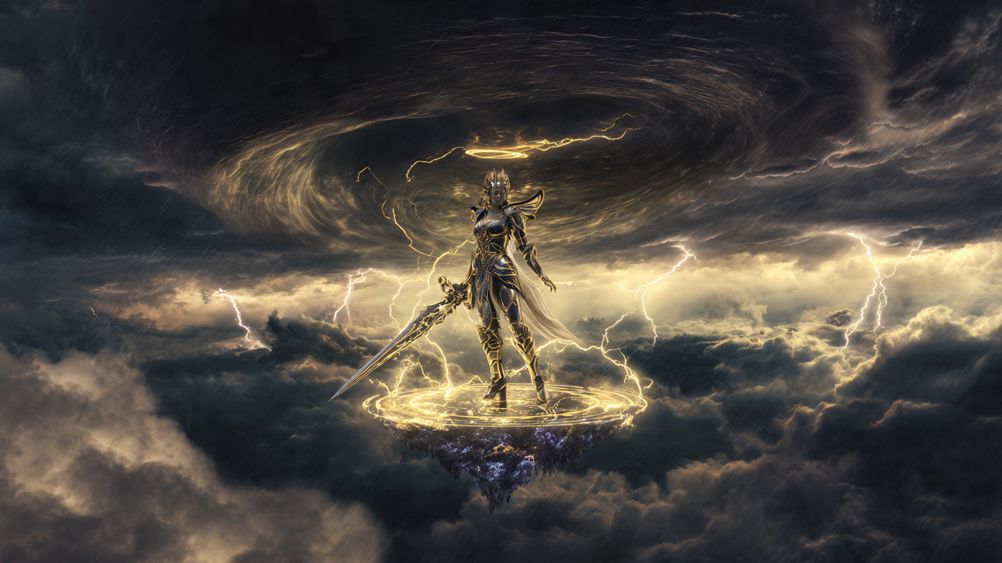 Celestial Warrior vs Dark Vortex | Epic 4K Fantasy Wallpaper